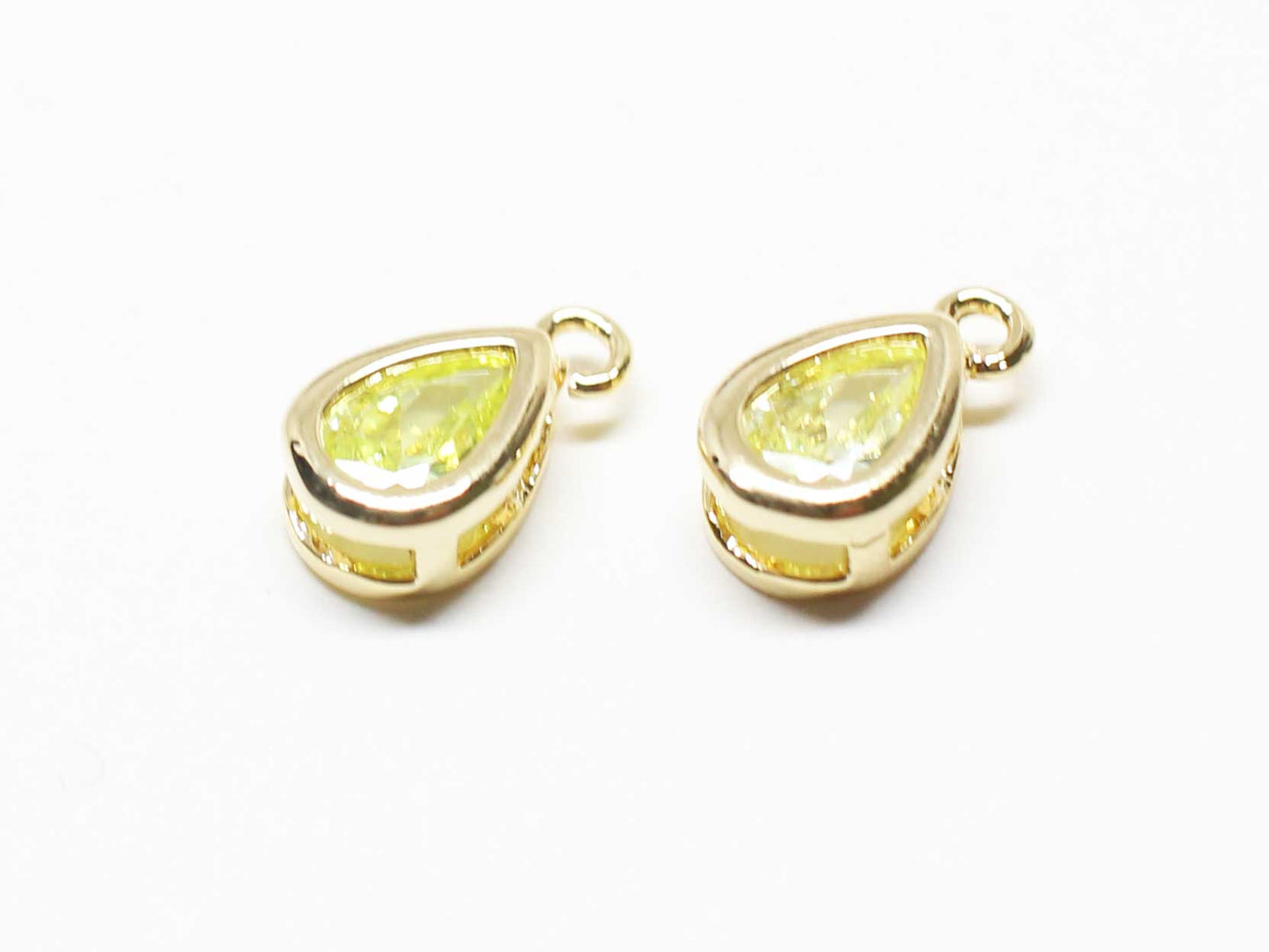 [P1020]2pcs/Birthstone Cubic Drop Charm Pendant/Brass/Gold/5.3x10mm