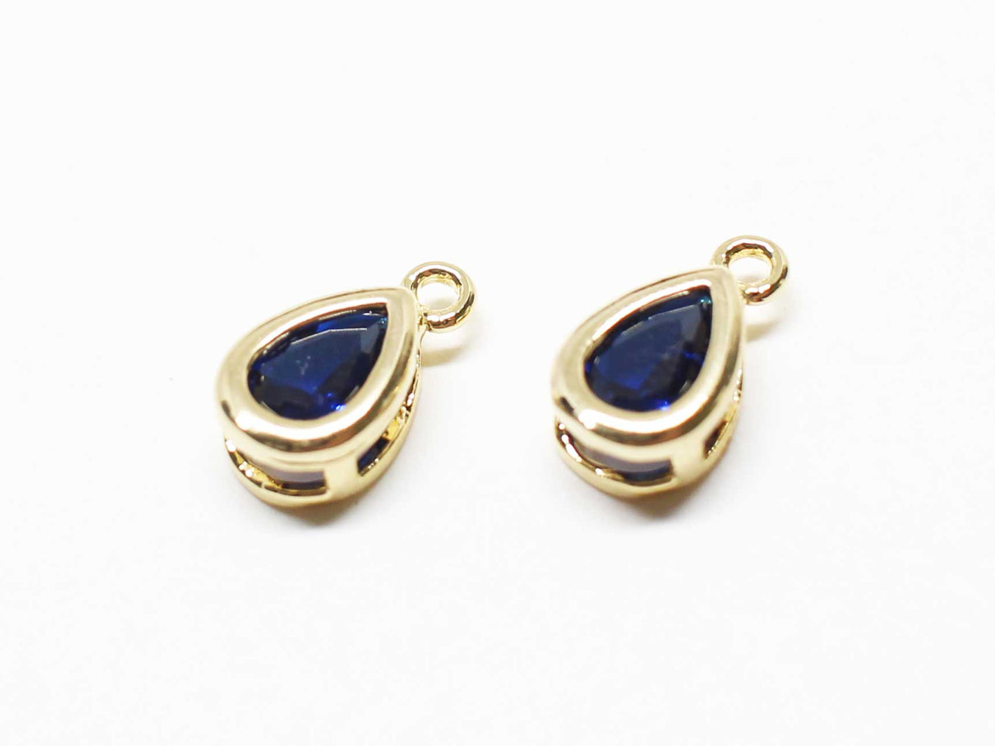 [P1020]2pcs/Birthstone Cubic Drop Charm Pendant/Brass/Gold/5.3x10mm