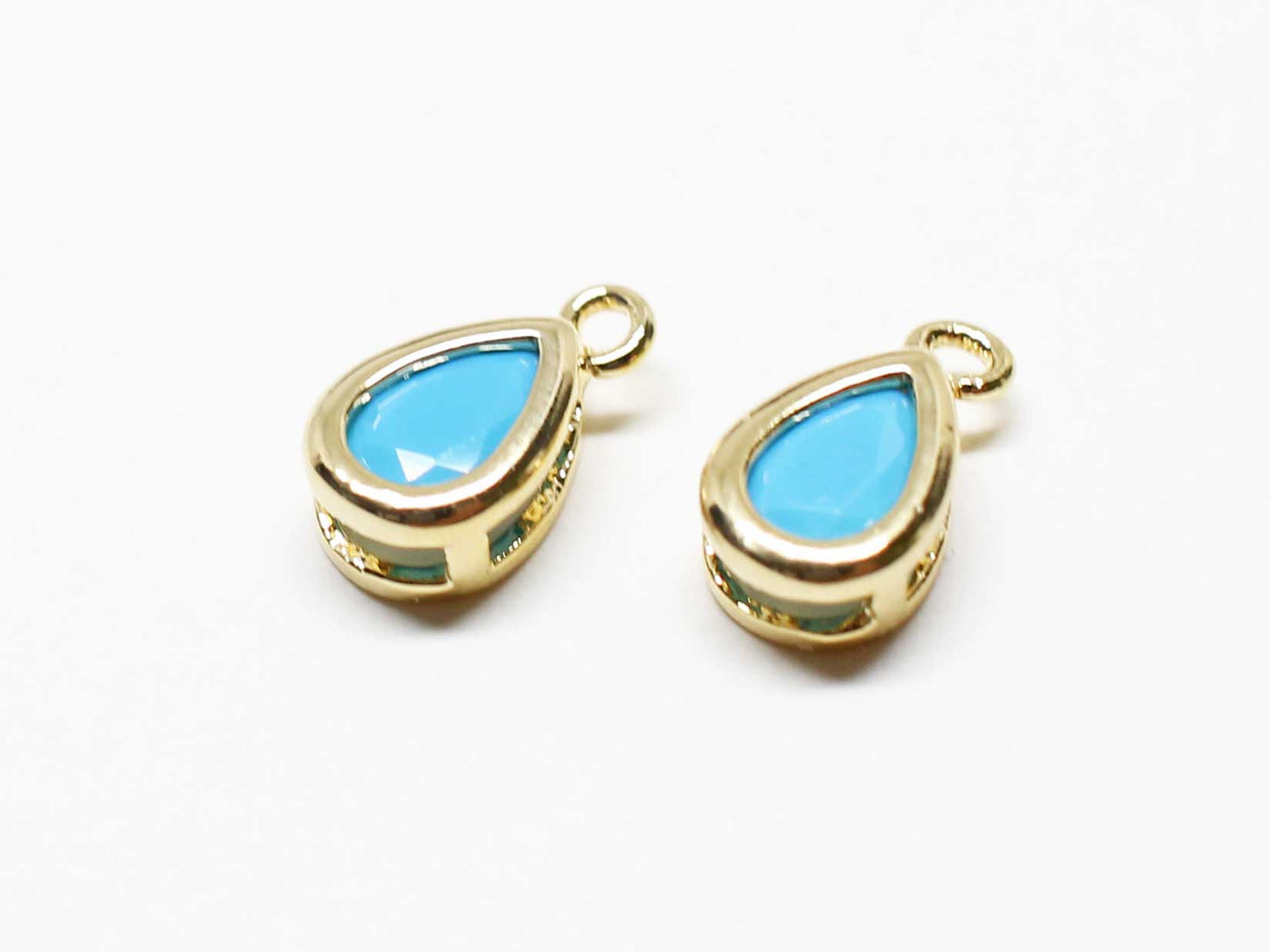 [P1020]2pcs/Birthstone Cubic Drop Charm Pendant/Brass/Gold/5.3x10mm