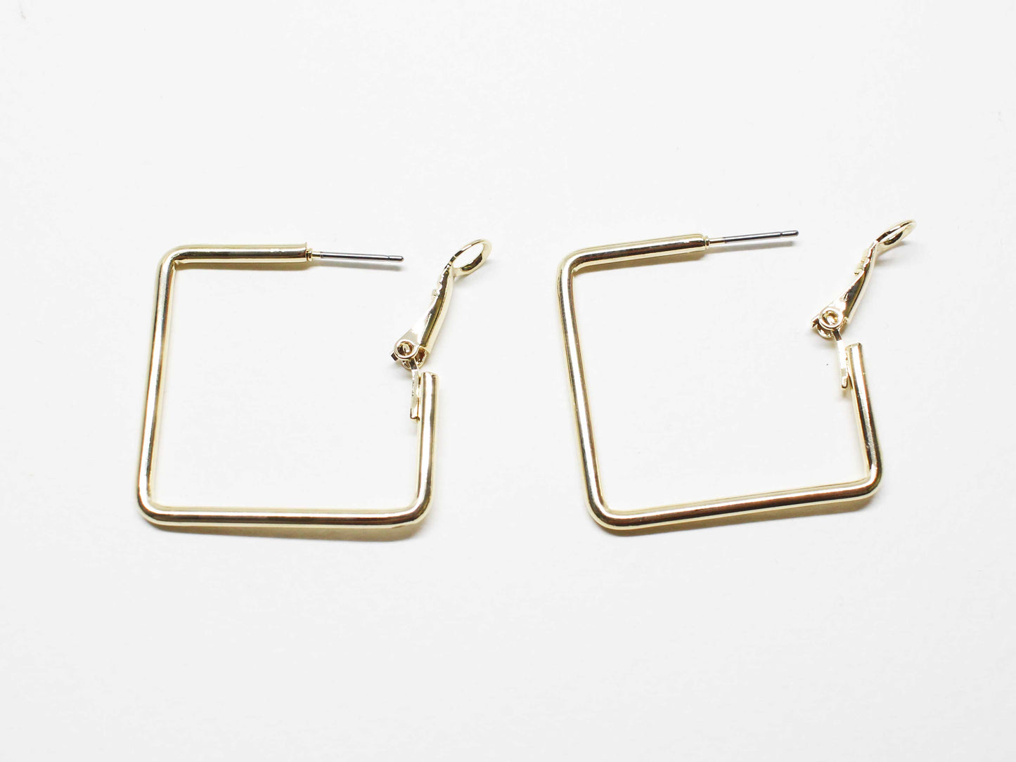 [E0379]/1 pair/Square Clip Post Earrings/Brass/Gold plated/30.2mm