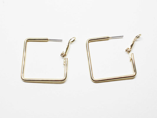 [E0379]/1 pair/Square Clip Post Earrings/Brass/Gold plated/30.2mm