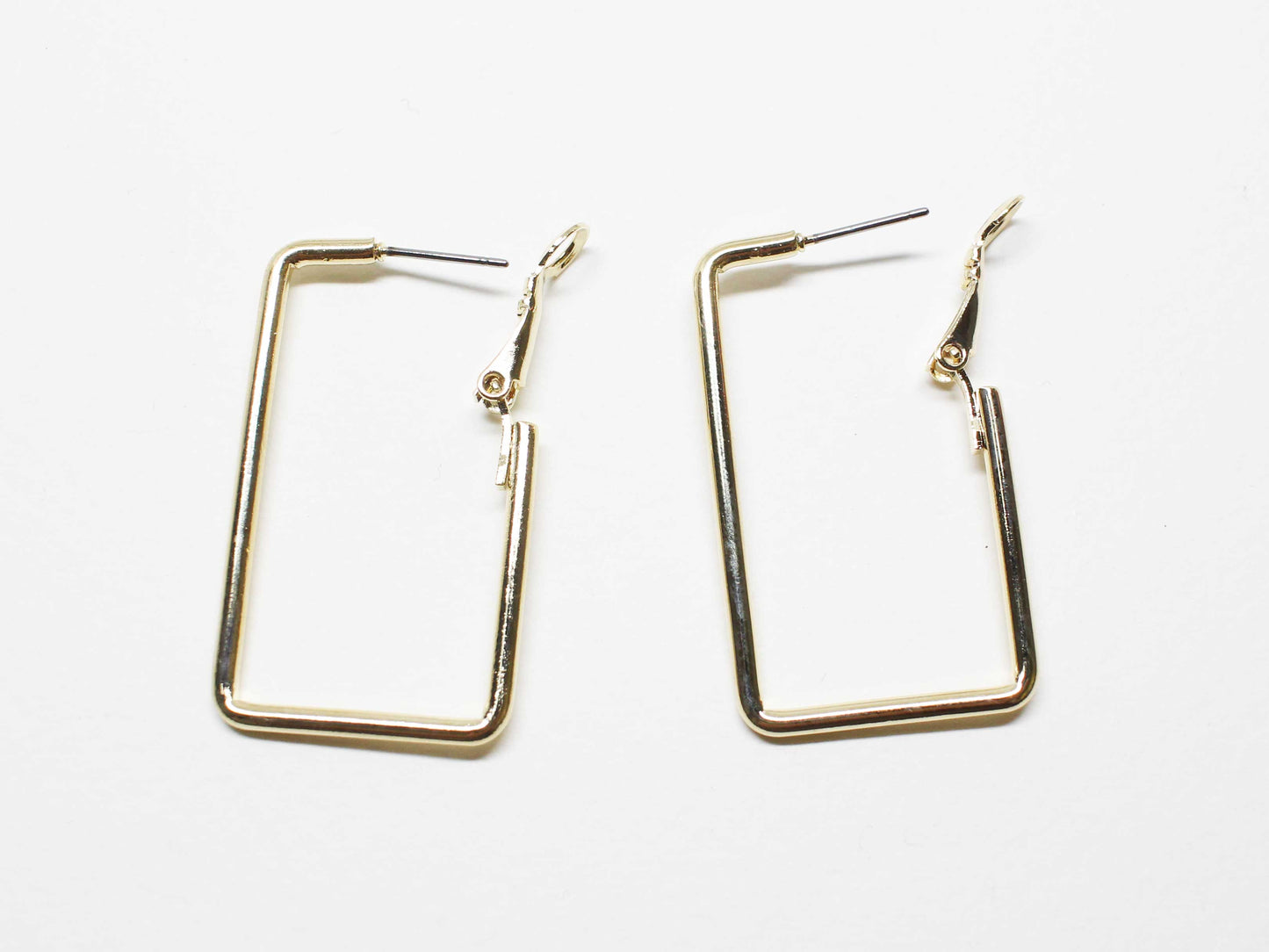 [E0379-1]/1 pair/Rectangle Clip Post Earrings/Brass/Gold plated/37.3x22mm