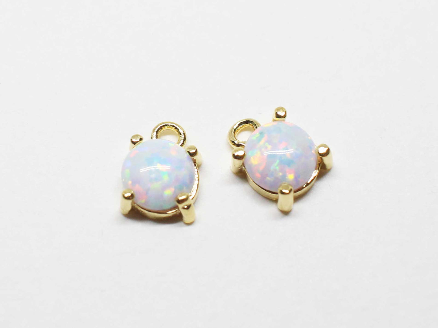 [P1024]2pcs/Round Opal Pendant/Brass /Gold/5.2mm