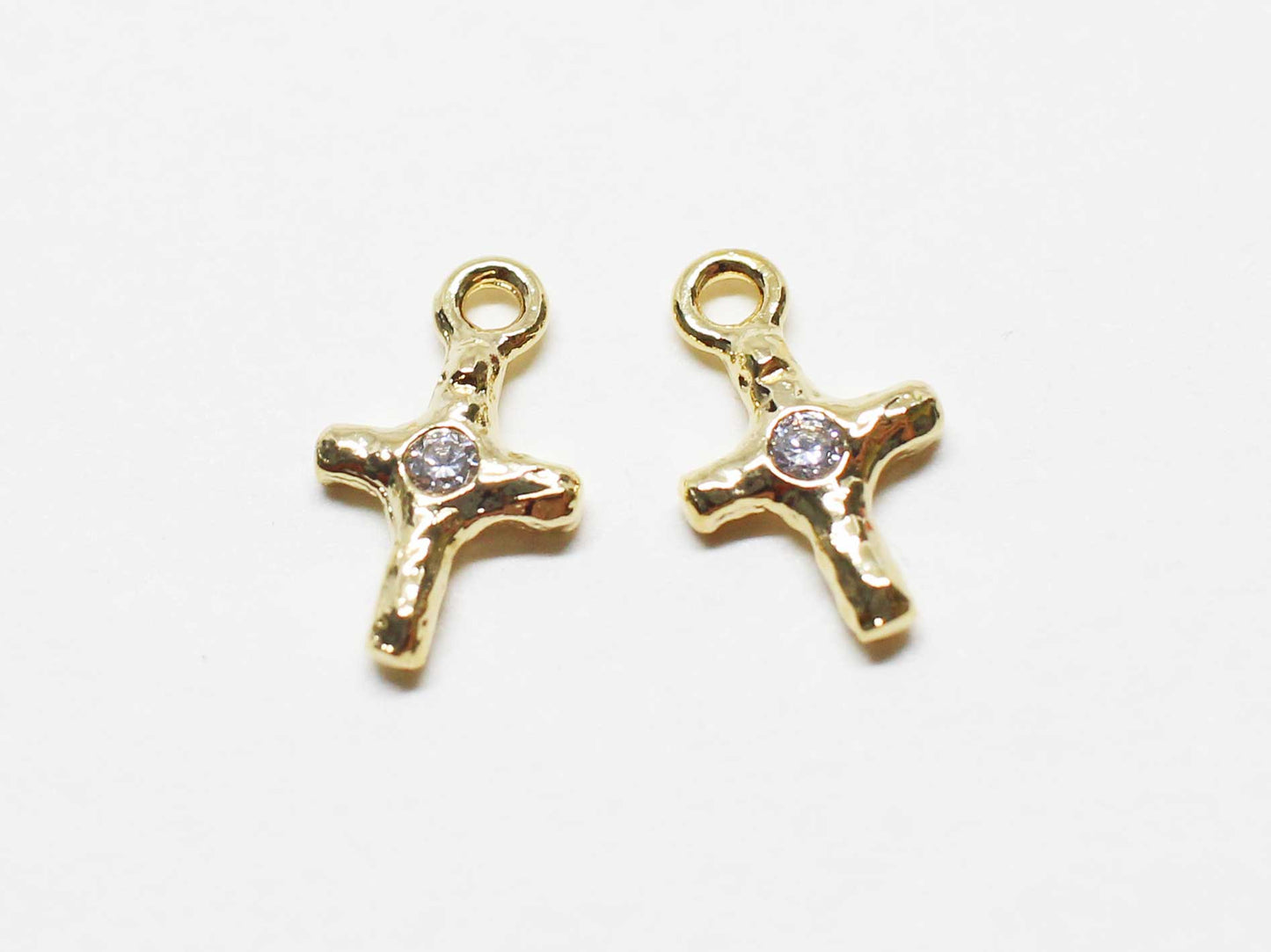 [P1026]2pcs/Tiny Cubic Cross charm/Brass /Gold/6.2x10.2mm