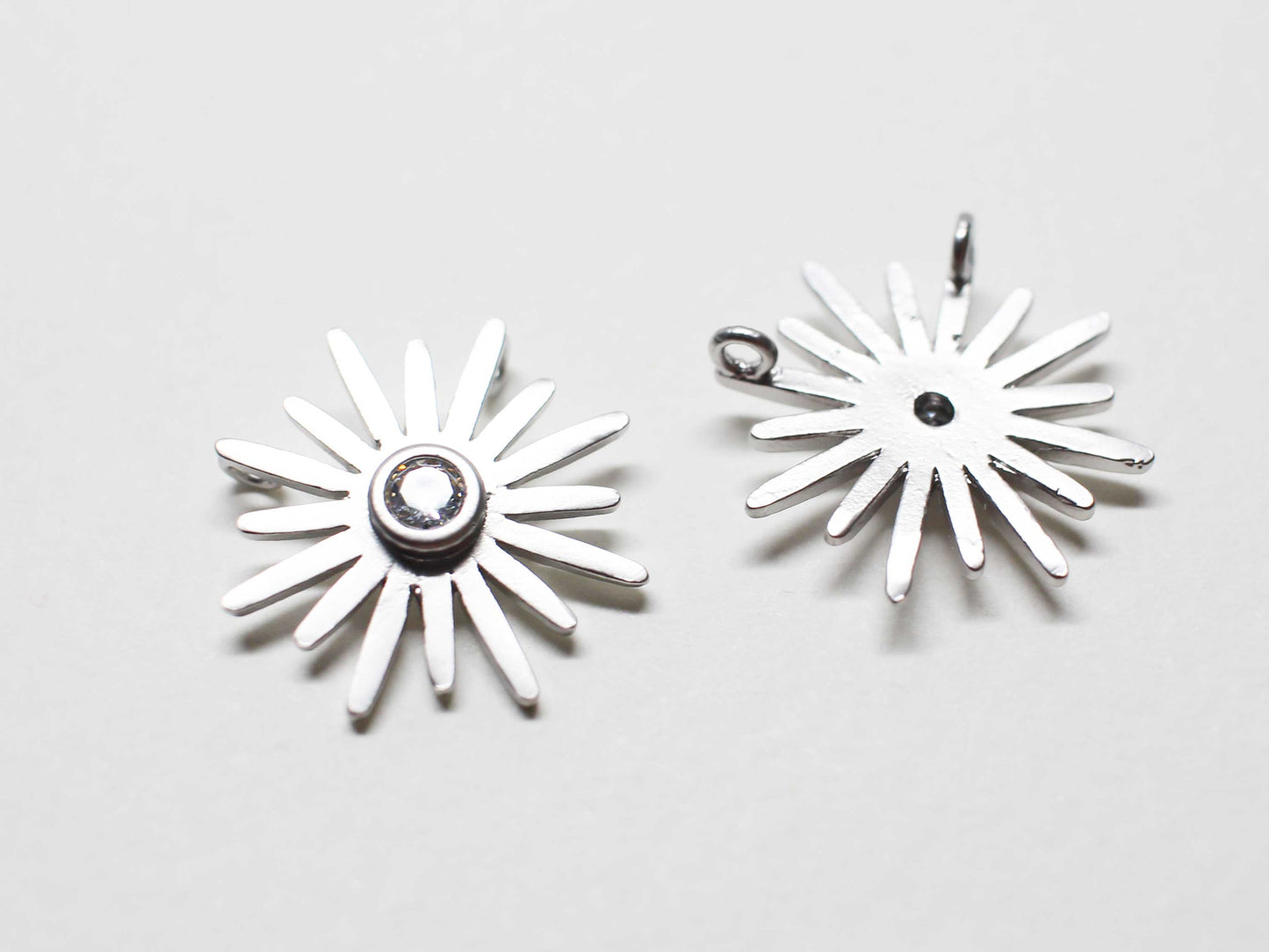 [P1040]2pcs/Cubic Dandelion Pendant/Brass/Matte Rhodium/16mm