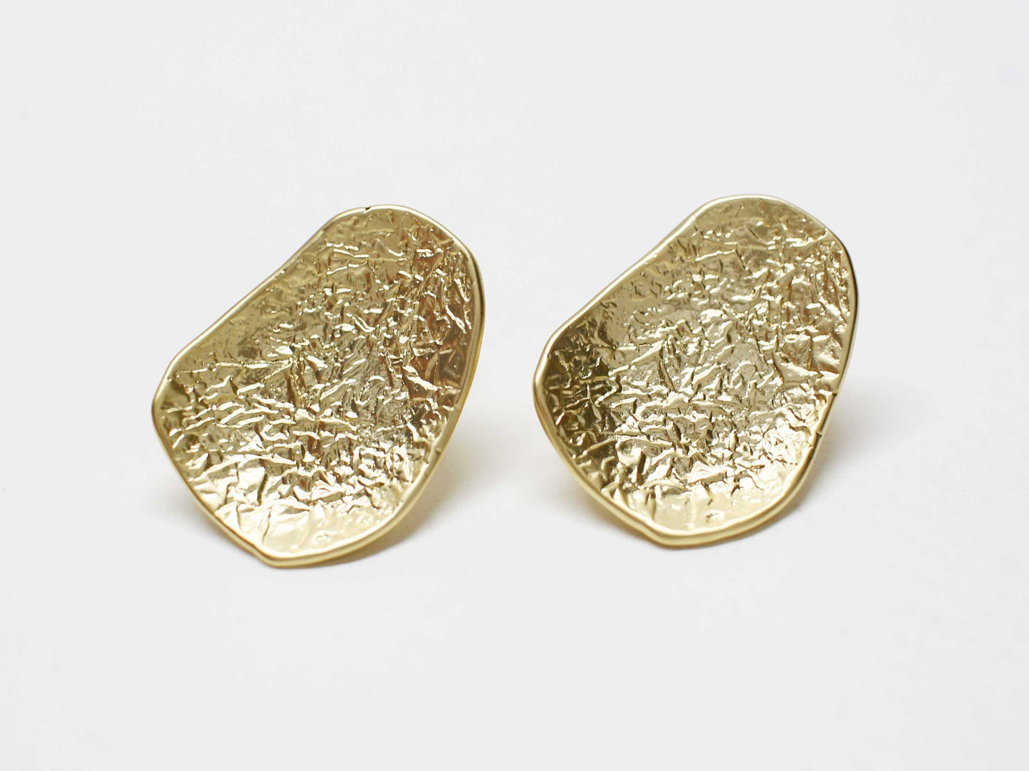 [E0385]/1 pair/Large leaf Earrings/Brass/Matte Gold plated/15x19.5mm