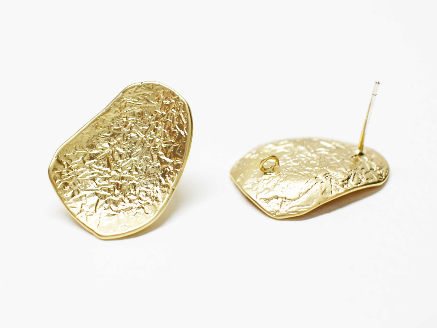 [E0385]/1 pair/Large leaf Earrings/Brass/Matte Gold plated/15x19.5mm