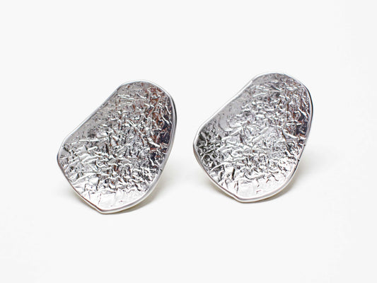 [E0385]/1 pair/Large leaf Earrings/Brass/Matte Rhodium plated/15x19.5mm