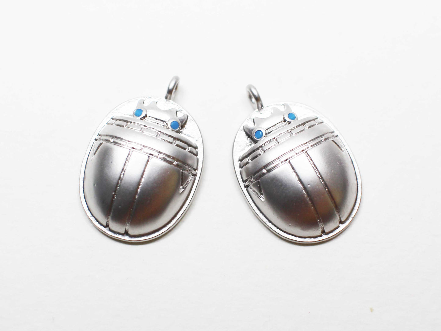 [P1031]2pcs/Turquoise Beetle charm/Brass /Matte Rhodium/ 18.3x12mm