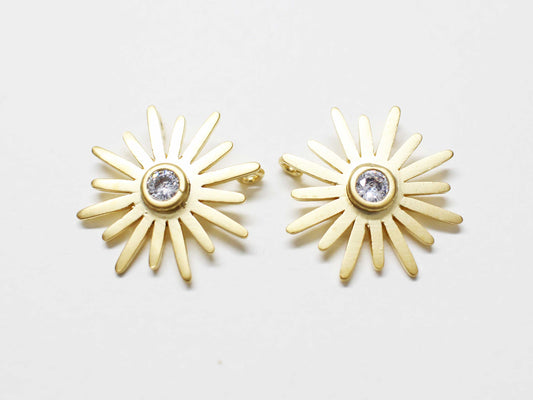 [P1040]2pcs/Cubic Dandelion Pendant/Brass/Matte Gold/16mm