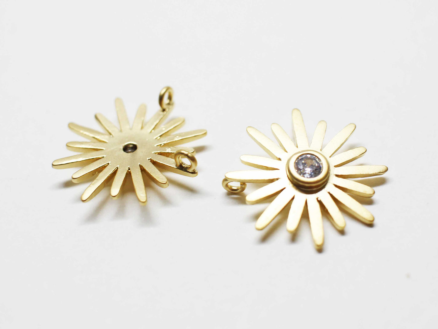 [P1040]2pcs/Cubic Dandelion Pendant/Brass/Matte Gold/16mm