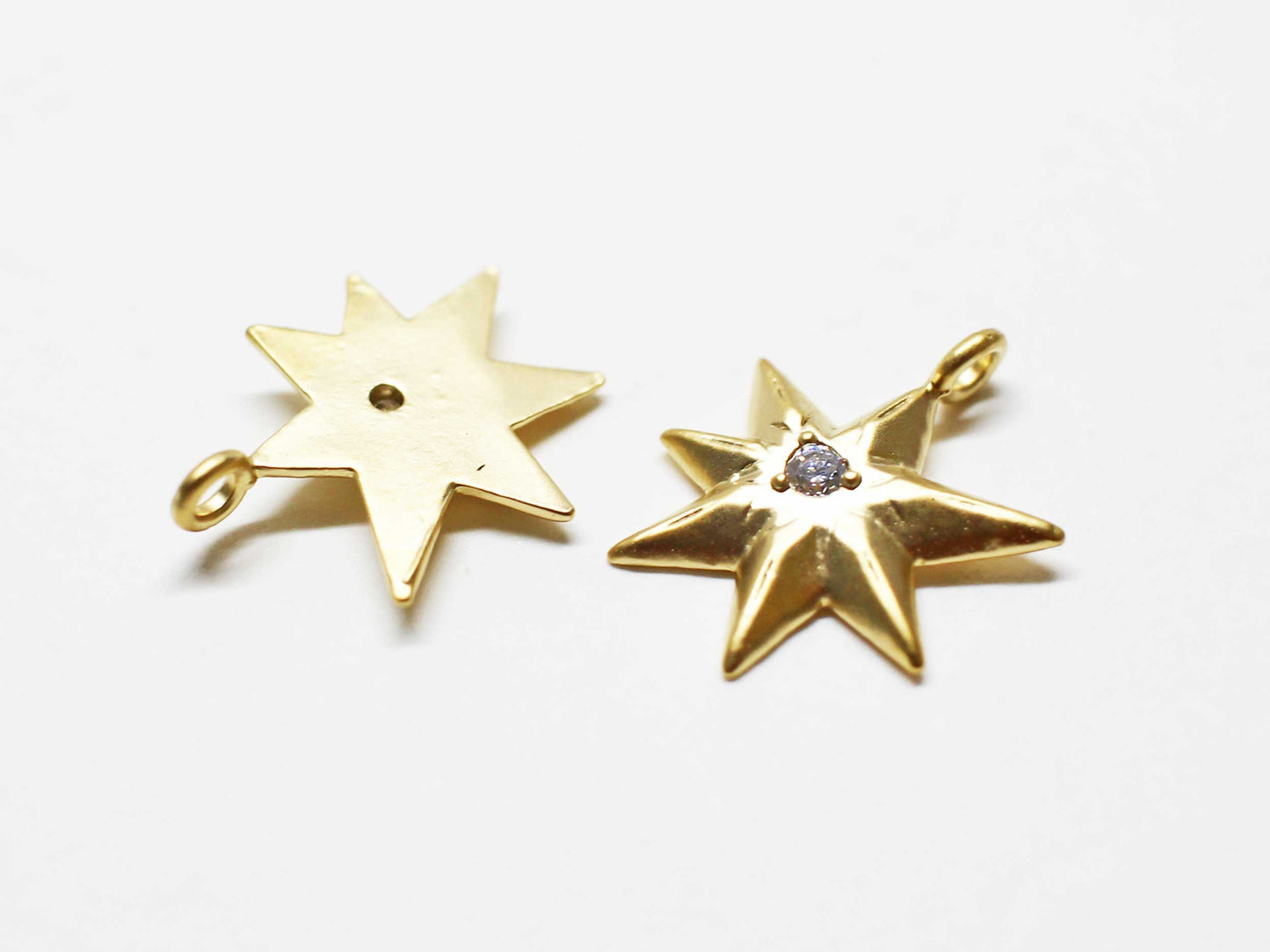 [P1043]2pcs/Chubby cubic Star charm/Brass/Matte Gold/11.3x14mm