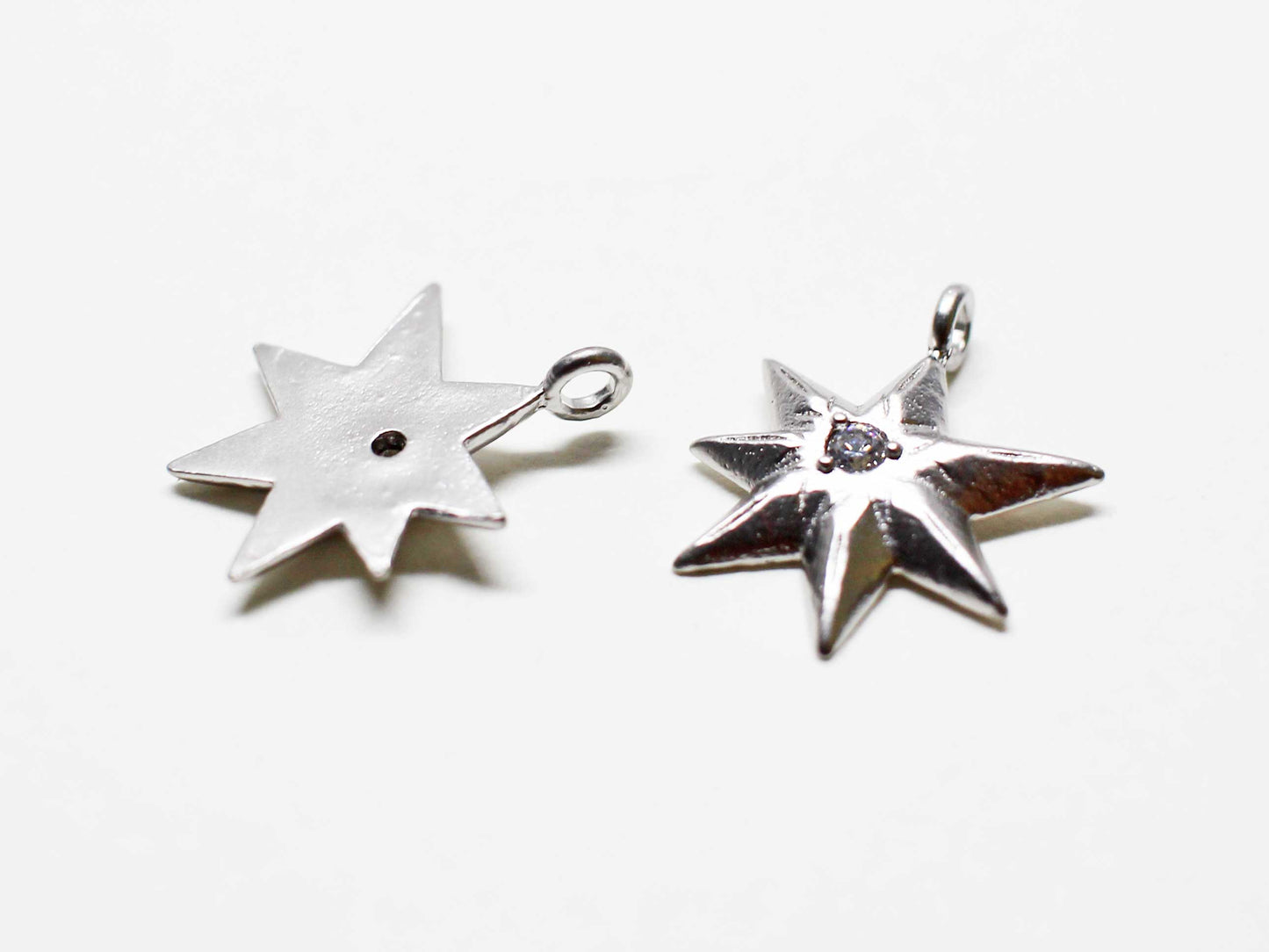 [P1043]2pcs/Chubby cubic Star charm/Brass/Matte Rhodium/11.3x14mm