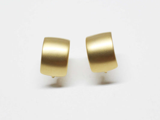 [E0389]/1 pair/Curved Rectangle Earrings/Brass/Matte Gold plated/7x11mm