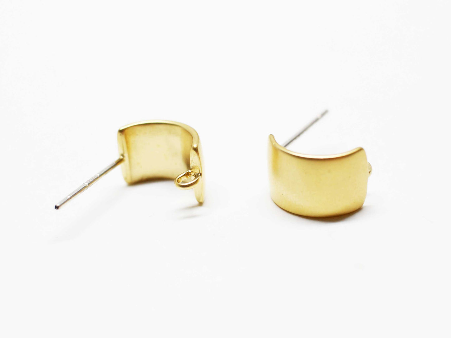 [E0389]/1 pair/Curved Rectangle Earrings/Brass/Matte Gold plated/7x11mm