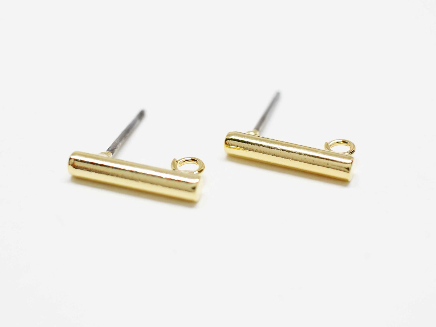 [E0387]/1 pair/Cylinder bar earrings/Brass/Gold plated/2.5x13mm