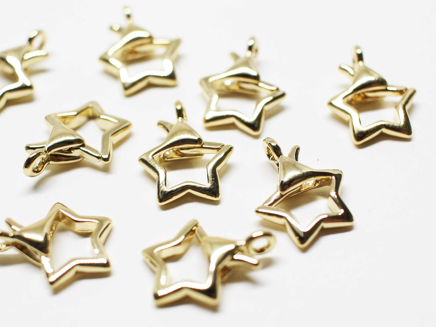 [P1046]2pcs/Open Lever Star Charm/Brass/Gold/14.3x11.5mm