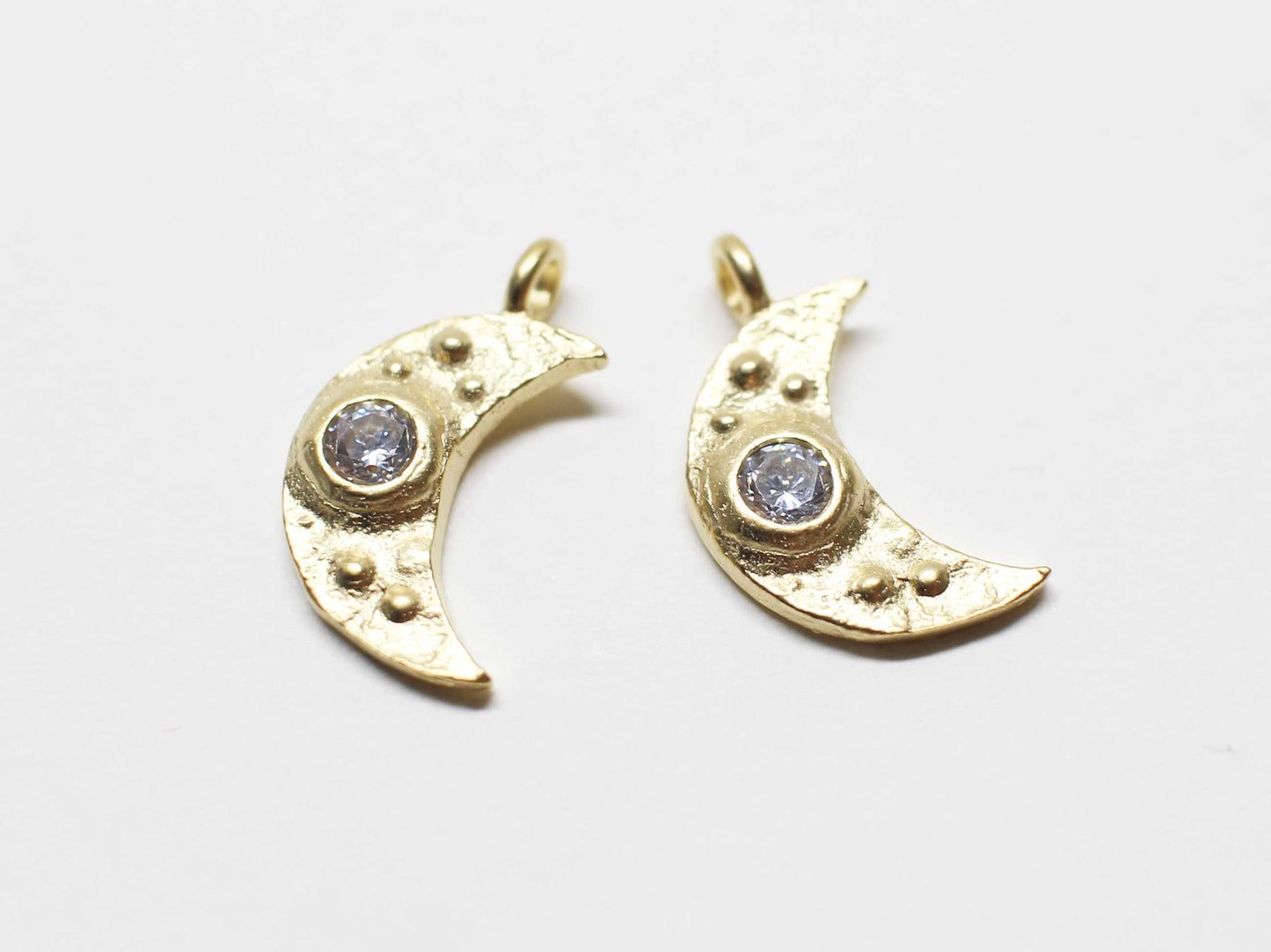 [P1047]2pcs/Cubic Crescent Charm/Brass/Matte Gold/15.6x8.6mm