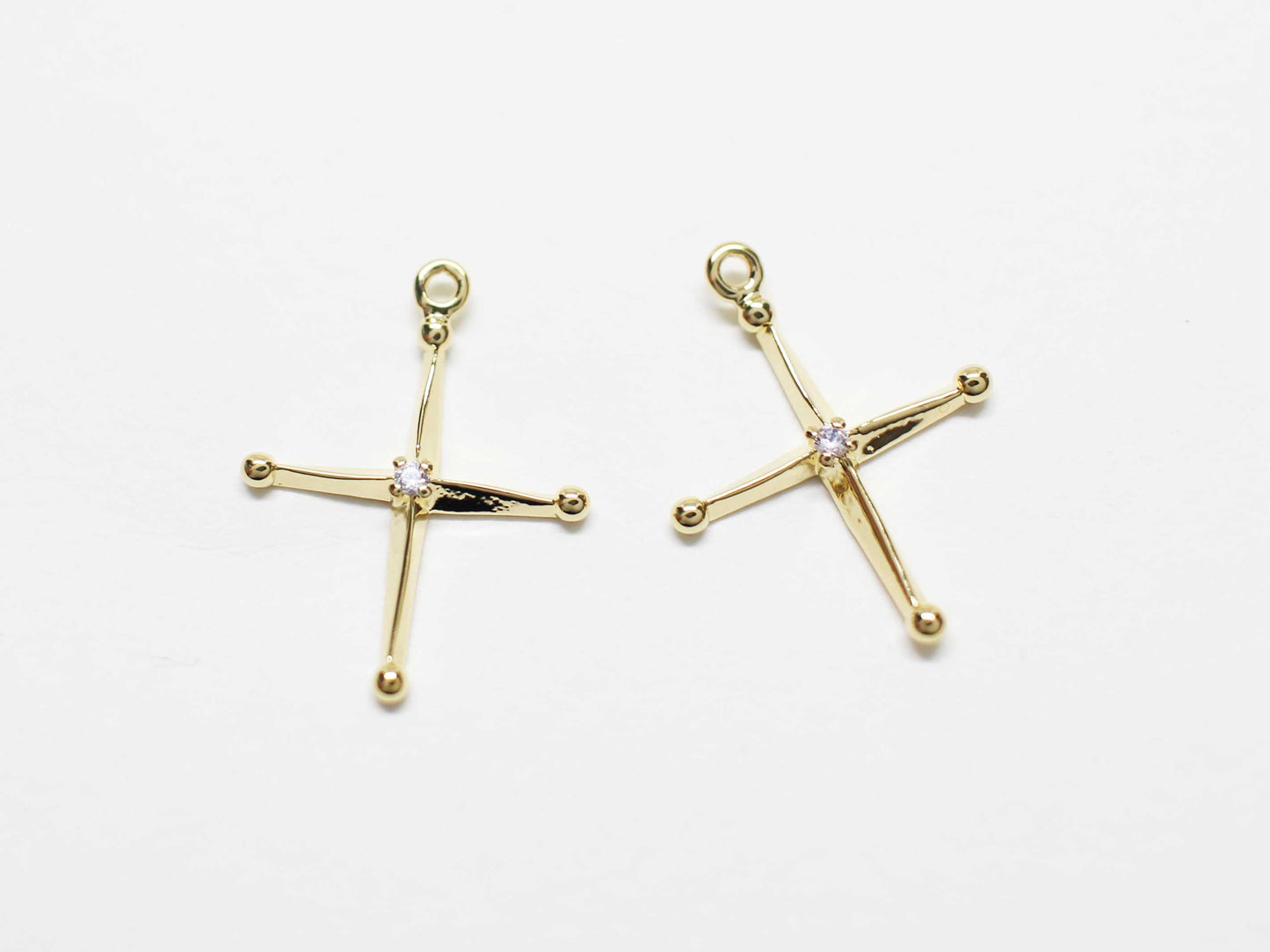 [P1048]2pcs/Thin Cubic Cross Pendant/Brass/Gold/15.6x11.8mm