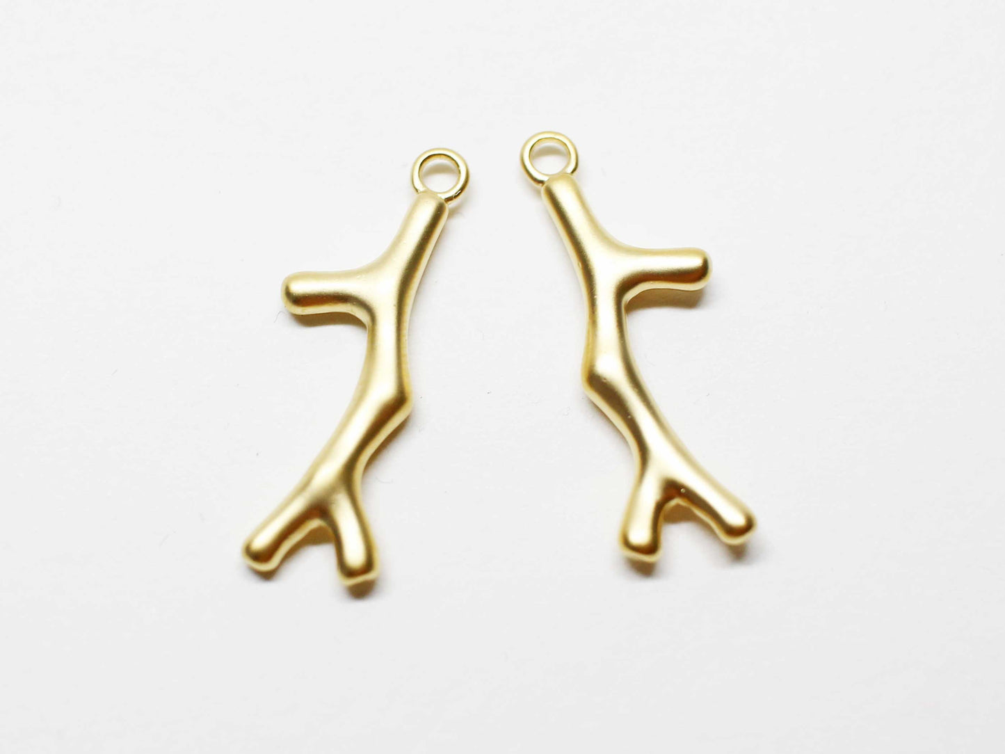 [P1053]2pcs/Branch charm/Brass/Matte Gold/23.7x8mm