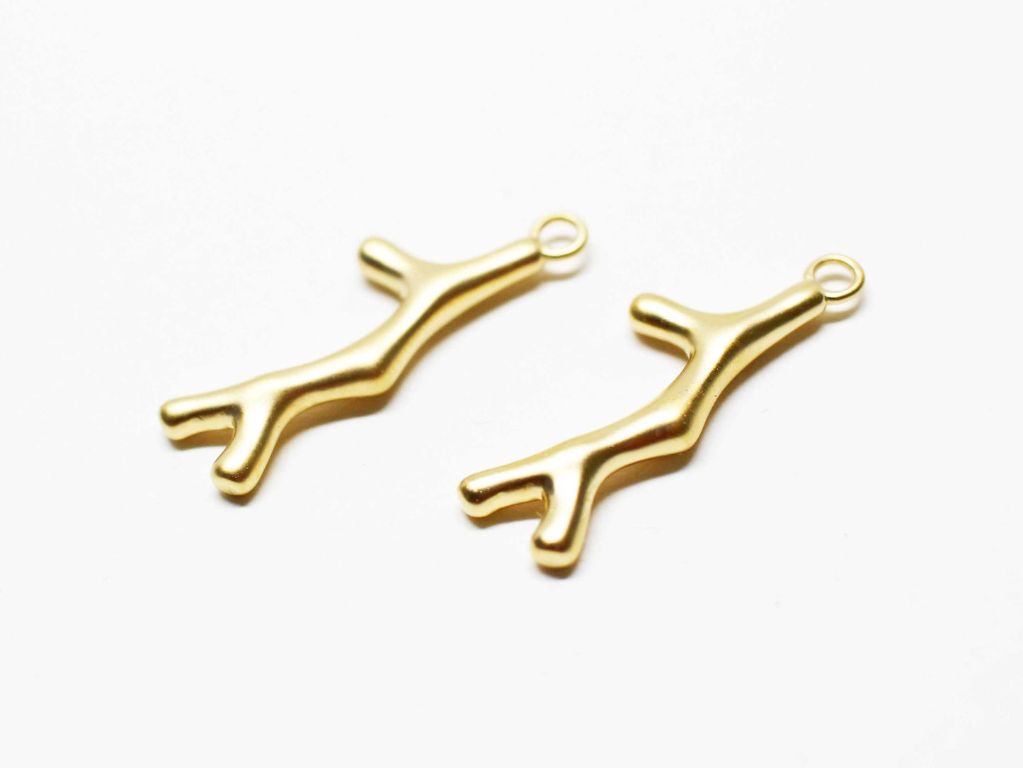 [P1053]2pcs/Branch charm/Brass/Matte Gold/23.7x8mm