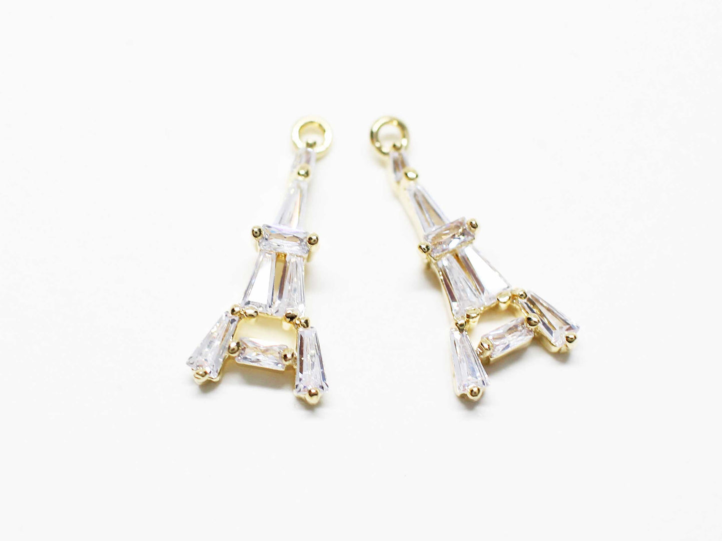 [P1057]2pcs/Cubic Eiffel tower Charm/Brass/Gold/19.5x8.5mm