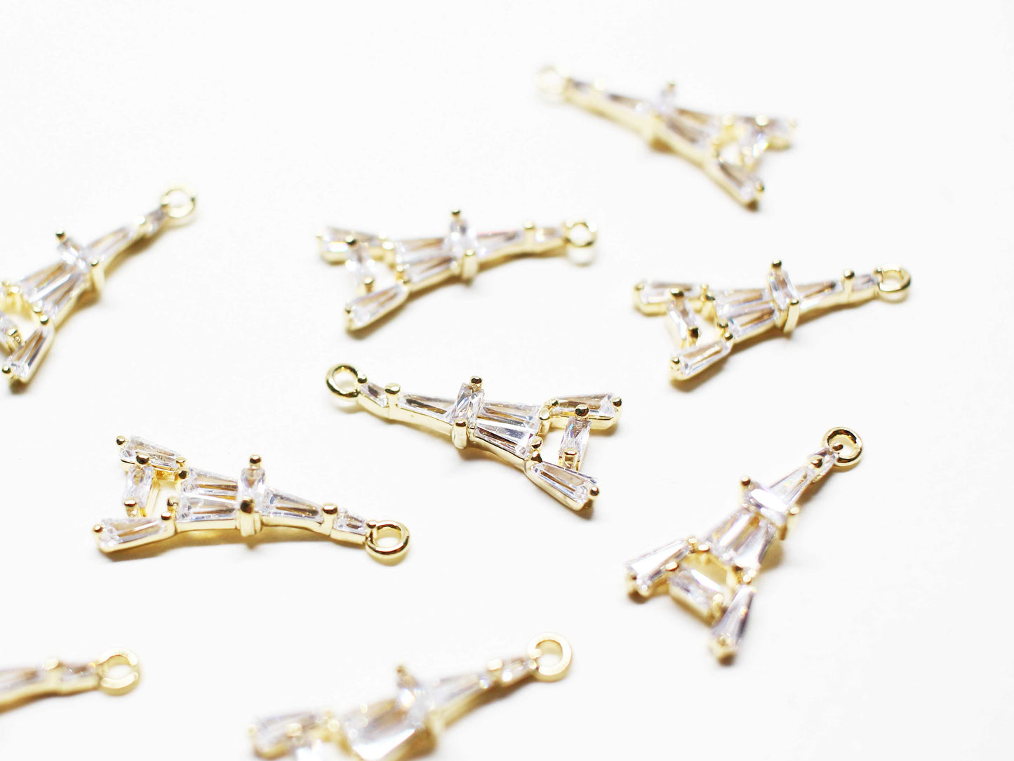 [P1057]2pcs/Cubic Eiffel tower Charm/Brass/Gold/19.5x8.5mm