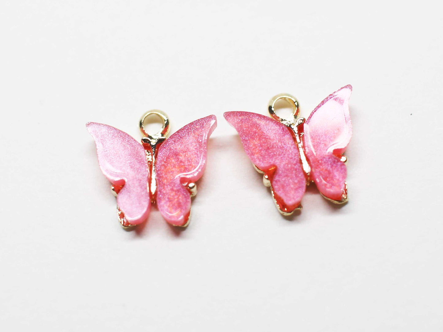 [P1058]2pcs/Acrylic Butterfly Charm/Brass/Gold/11x11mm