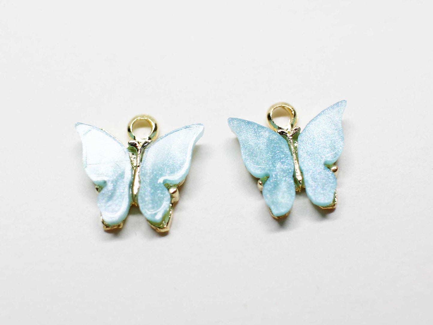 [P1058]2pcs/Acrylic Butterfly Charm/Brass/Gold/11x11mm