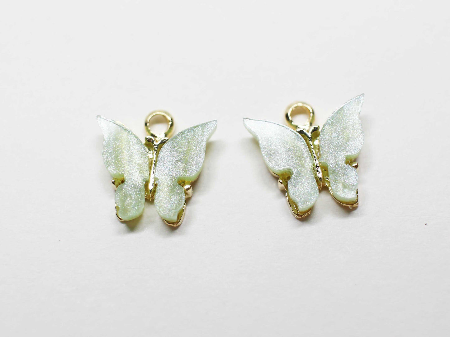 [P1058]2pcs/Acrylic Butterfly Charm/Brass/Gold/11x11mm