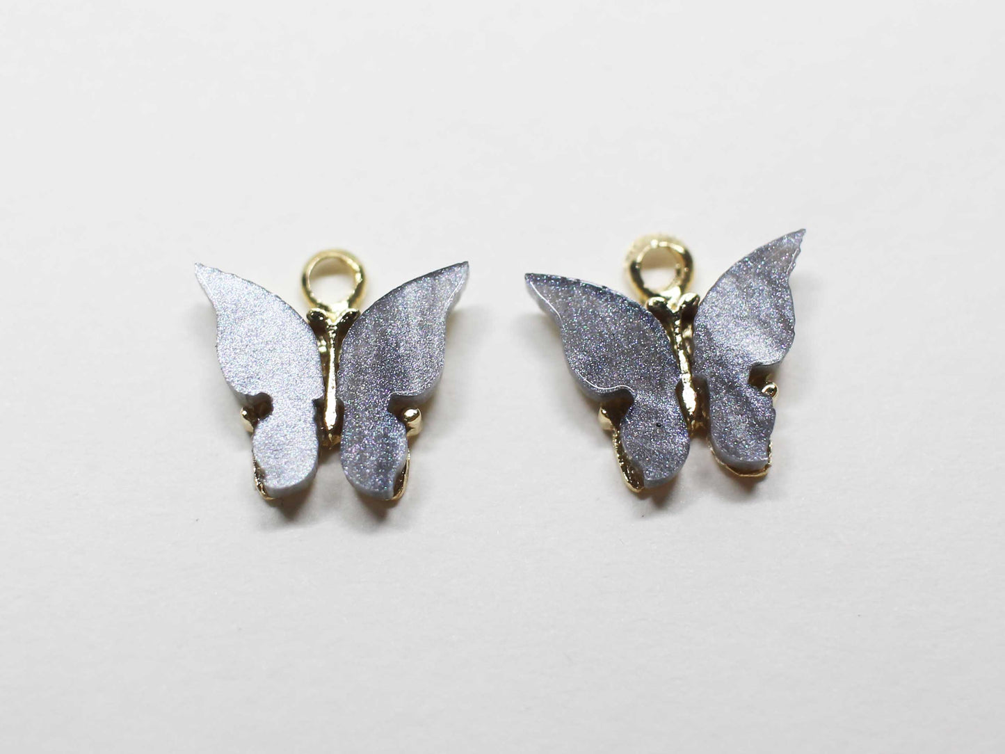 [P1058]2pcs/Acrylic Butterfly Charm/Brass/Gold/11x11mm