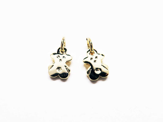 [P1084]/2pcs/Tiny Bear Charm/Brass/Gold/9.2x4.5mm