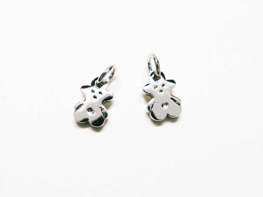 [P1084]/2pcs/Tiny Bear Charm/Brass/Rhodium/9.2x4.5mm