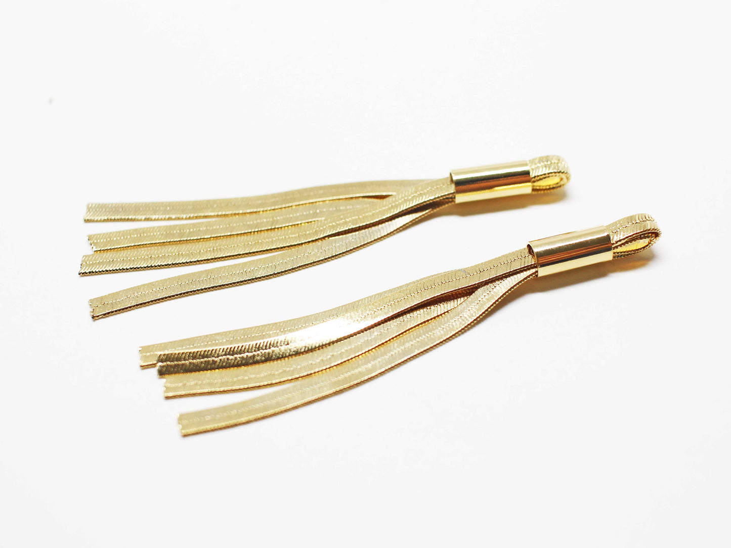 [P1061]2pcs/Flat Tassel Pendant/Brass/Gold/65mm