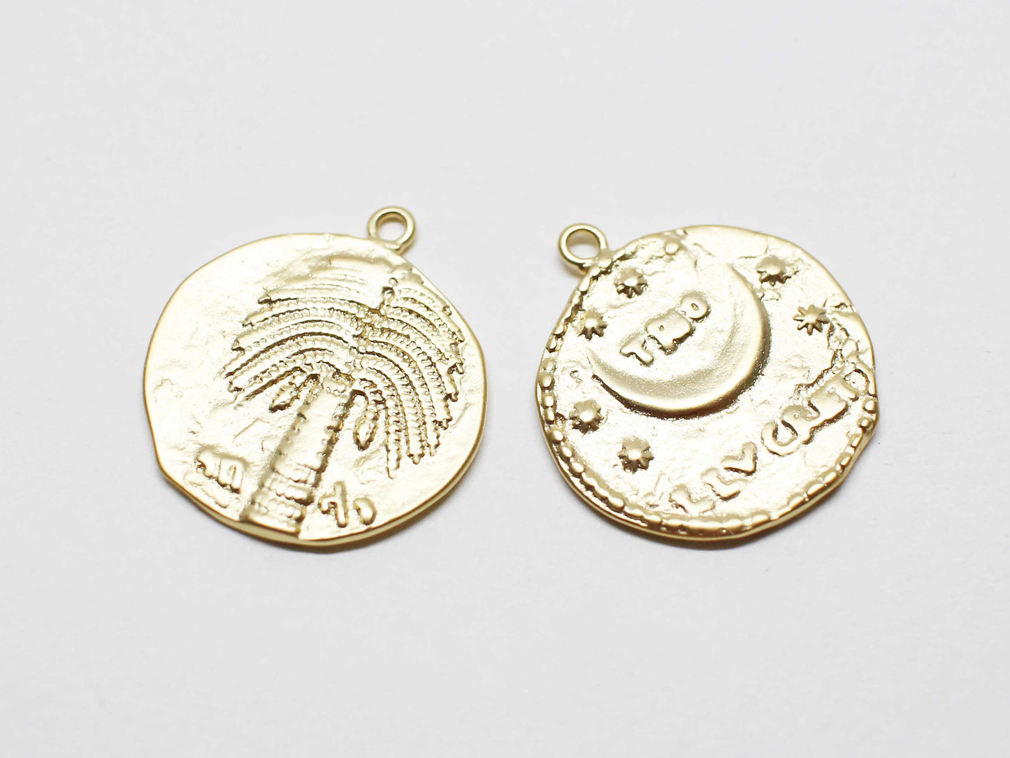 [P1064]2pcs/Double sided Coin Pendant/Brass/Matte Gold/18.5mm