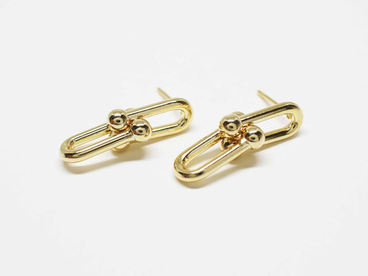 [E0393/1 pair/Clip Earrings/Brass/Gold plated/21x7.7mm