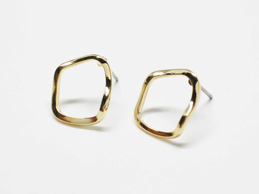 [E0394]/1 pair/Bumpy Rhombus Earrings/Brass/Gold plated/14.5x13mm