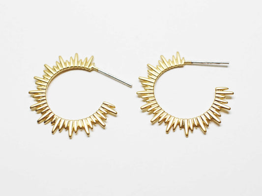 [E0395]/1 pair/Sun Earrings/Brass/Matte Gold plated/20mm