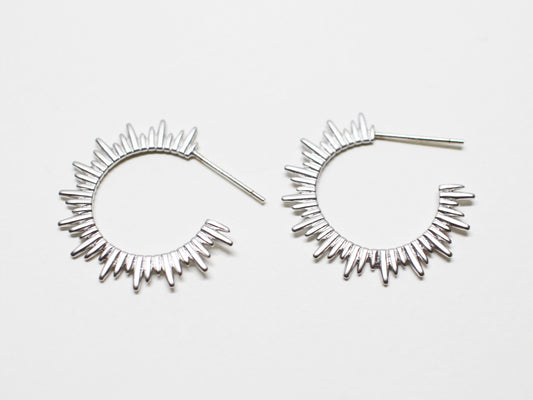 [E0395]/1 pair/Sun Earrings/Brass/Matte Rhodium plated/20mm