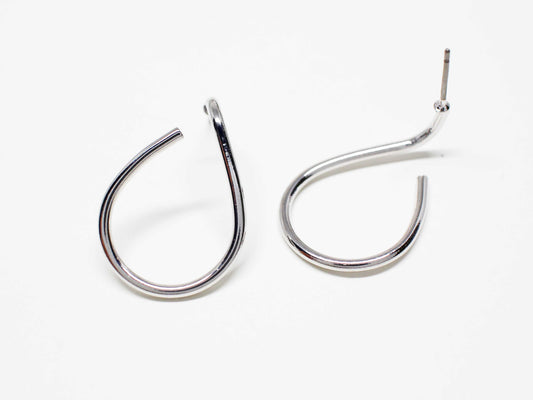 [E0396]/1 pair/Open Teardrop earrings/Brass/Rhodium plated/17x25mm