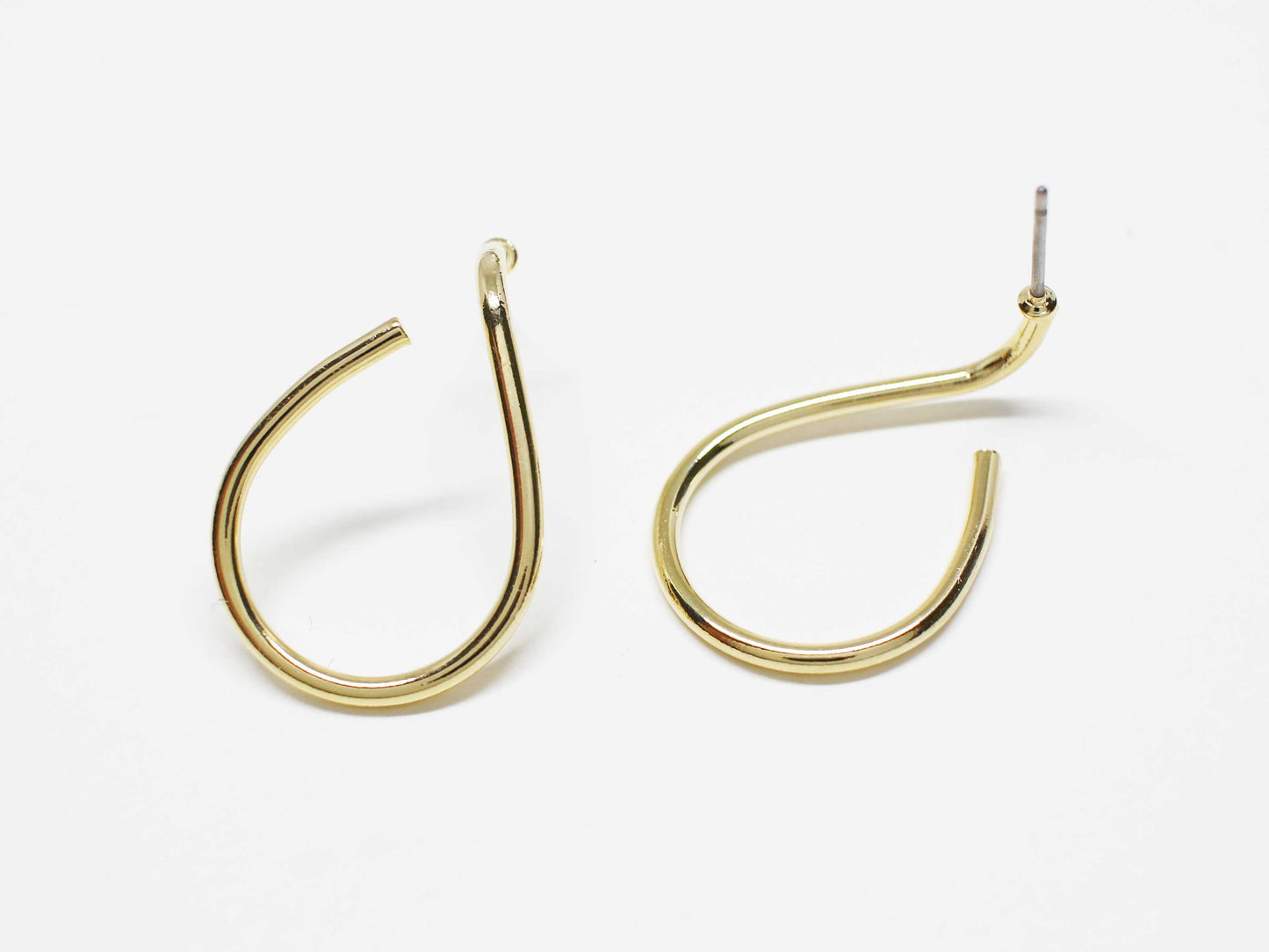 [E0396]/1 pair/Open Teardrop earrings/Brass/Gold plated/17x25mm