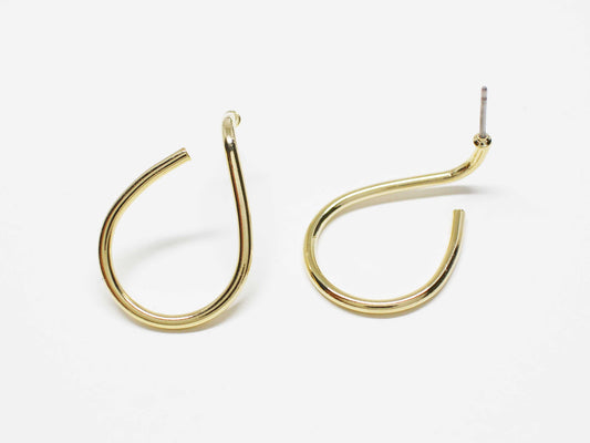 [E0396]/1 pair/Open Teardrop earrings/Brass/Gold plated/17x25mm