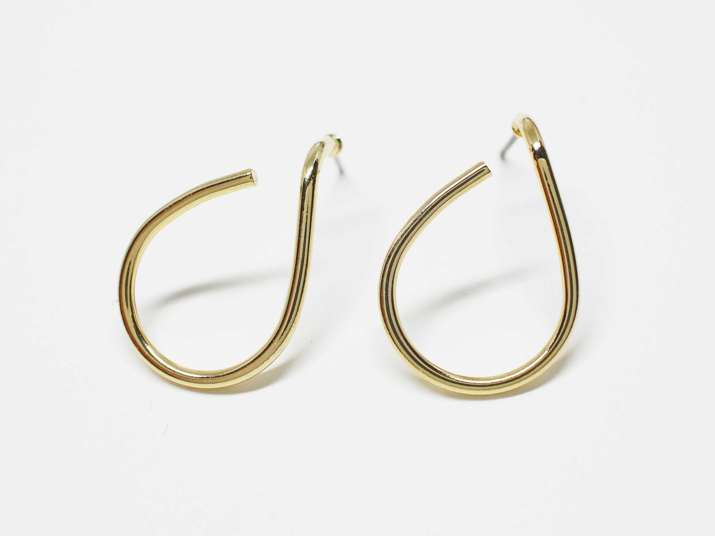 [E0396]/1 pair/Open Teardrop earrings/Brass/Gold plated/17x25mm