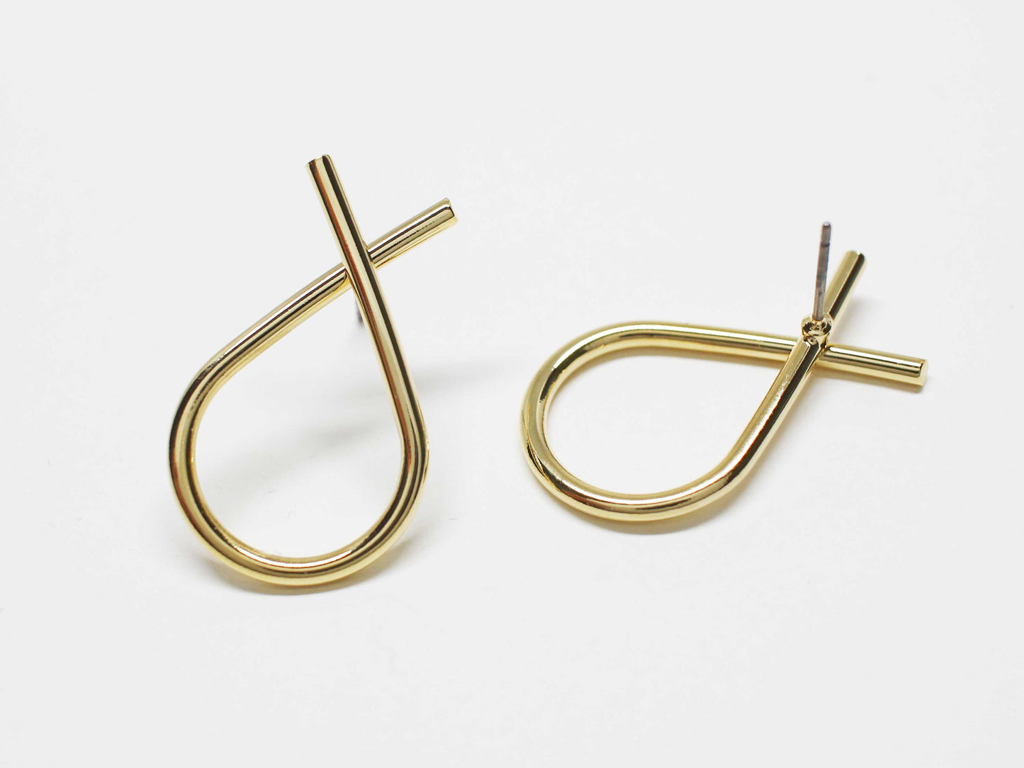 [E0397]/1 pair/Crossed Edge Drop Earrings/ Brass/Gold plated/25mm