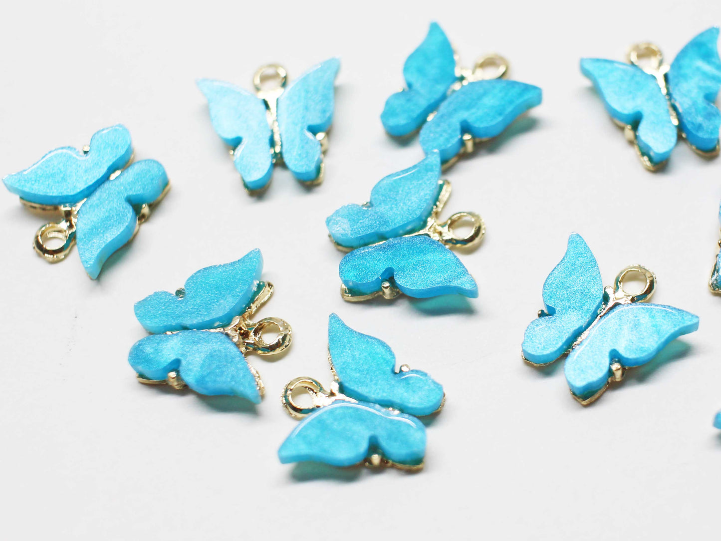 [P1058]2pcs/Acrylic Butterfly Charm/Brass/Gold/11x11mm