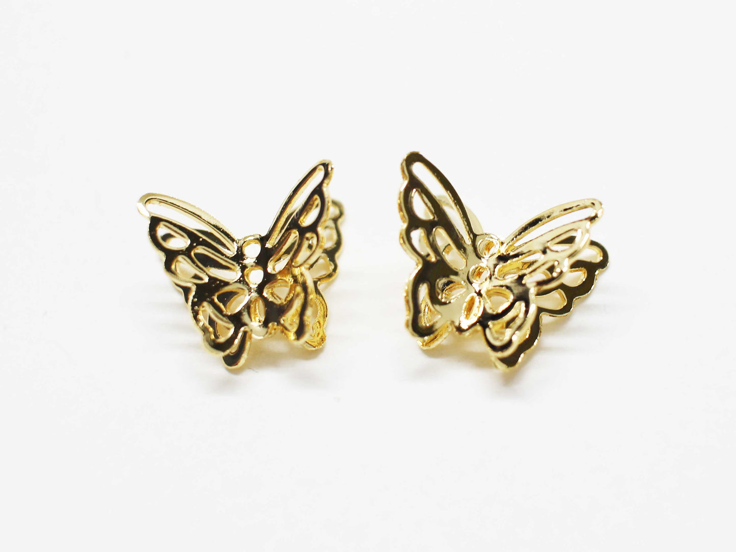 [P1066]2pcs/Three dimensional Butterfly charm/Brass/Gold/11x13mm