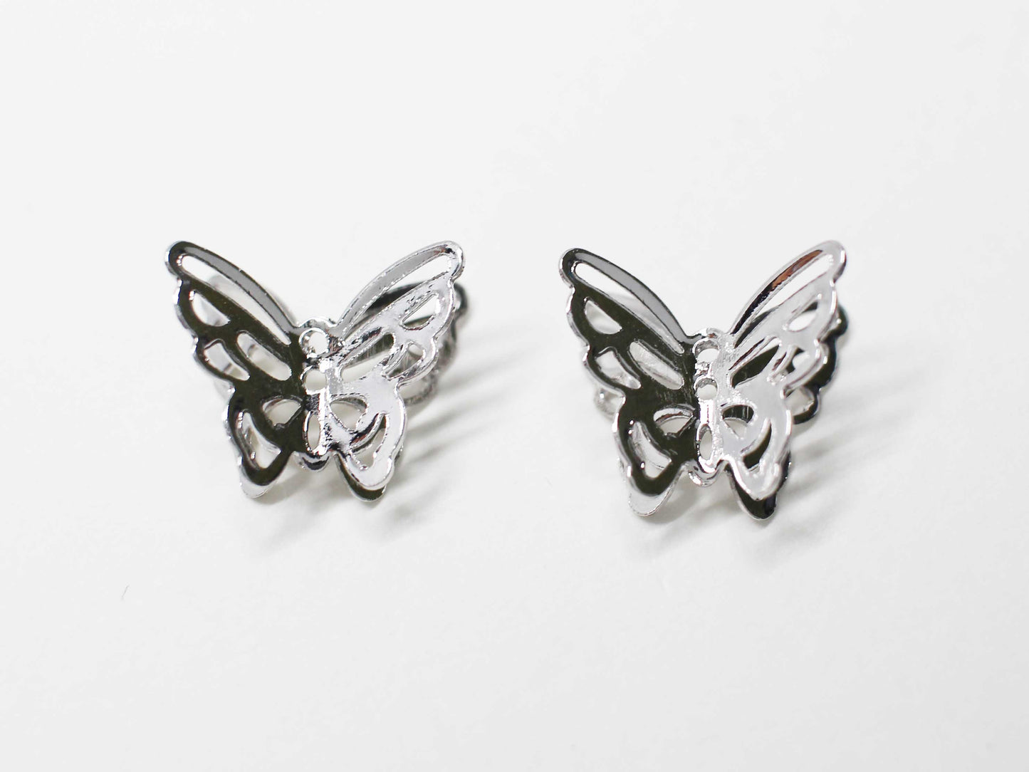 [P1066]2pcs/Three dimensional Butterfly charm/Brass/Rhodium/22.5x15.5mm