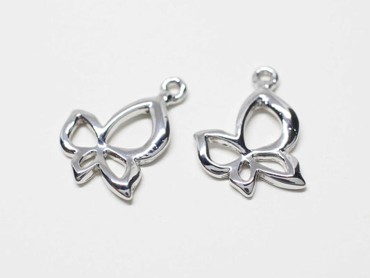 [P1067]4pcs/Butterfly pendant/Brass/Rhodium/15.5x19mm