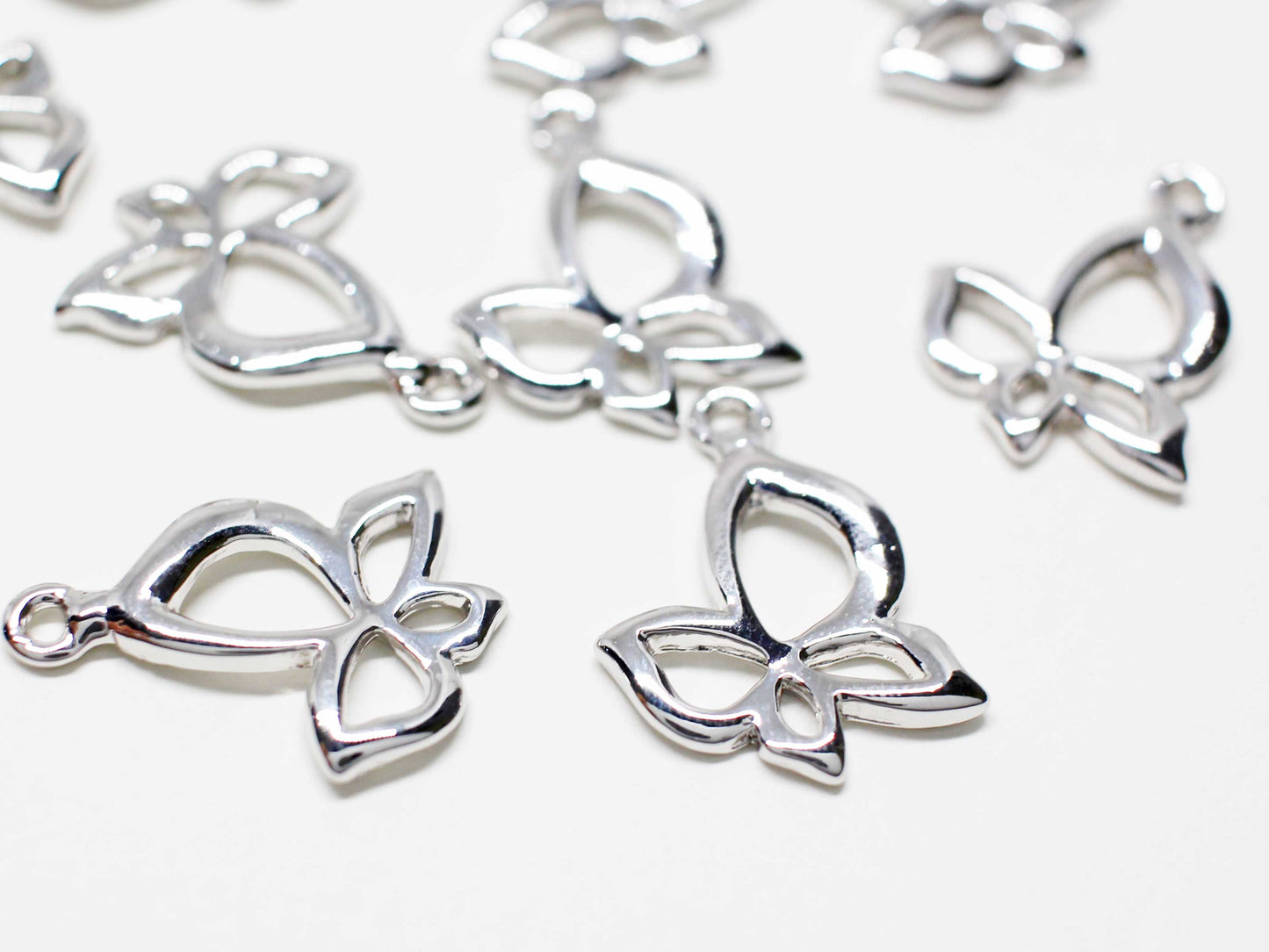 [P1067]4pcs/Butterfly pendant/Brass/Rhodium/15.5x19mm