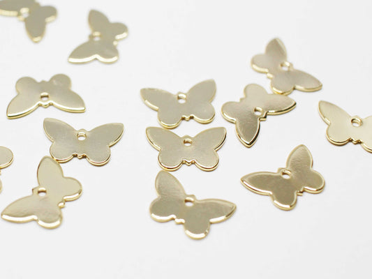 [P1068]10pcs/Flat Butterfly charm/Brass/Gold/12.2x7.7mm